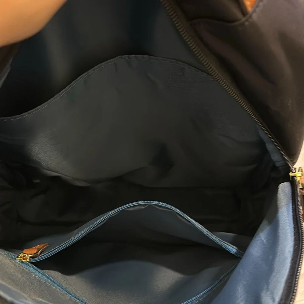 Bric's Black Backpack with Brown Leather Trim